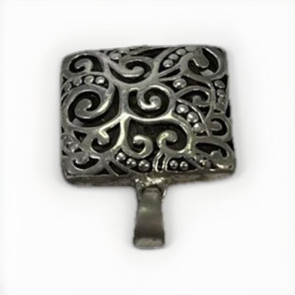 Beautiful Sterling Silver 925 Puffy 3D Flower Scrolling Design Pendant - Picture 6 of 10